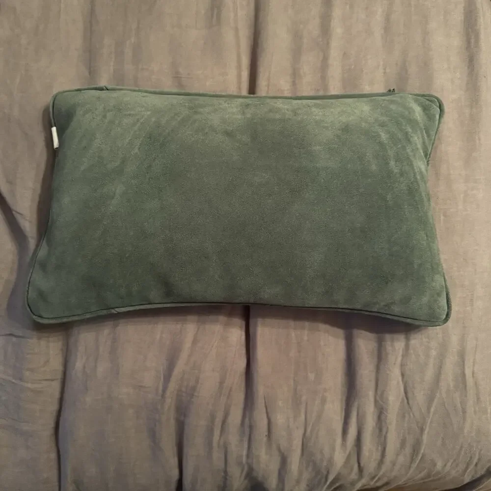 Arhaus Lumbar Pillow Suede‎ Leather and Linen Pillowcase Boho Modern Luxury